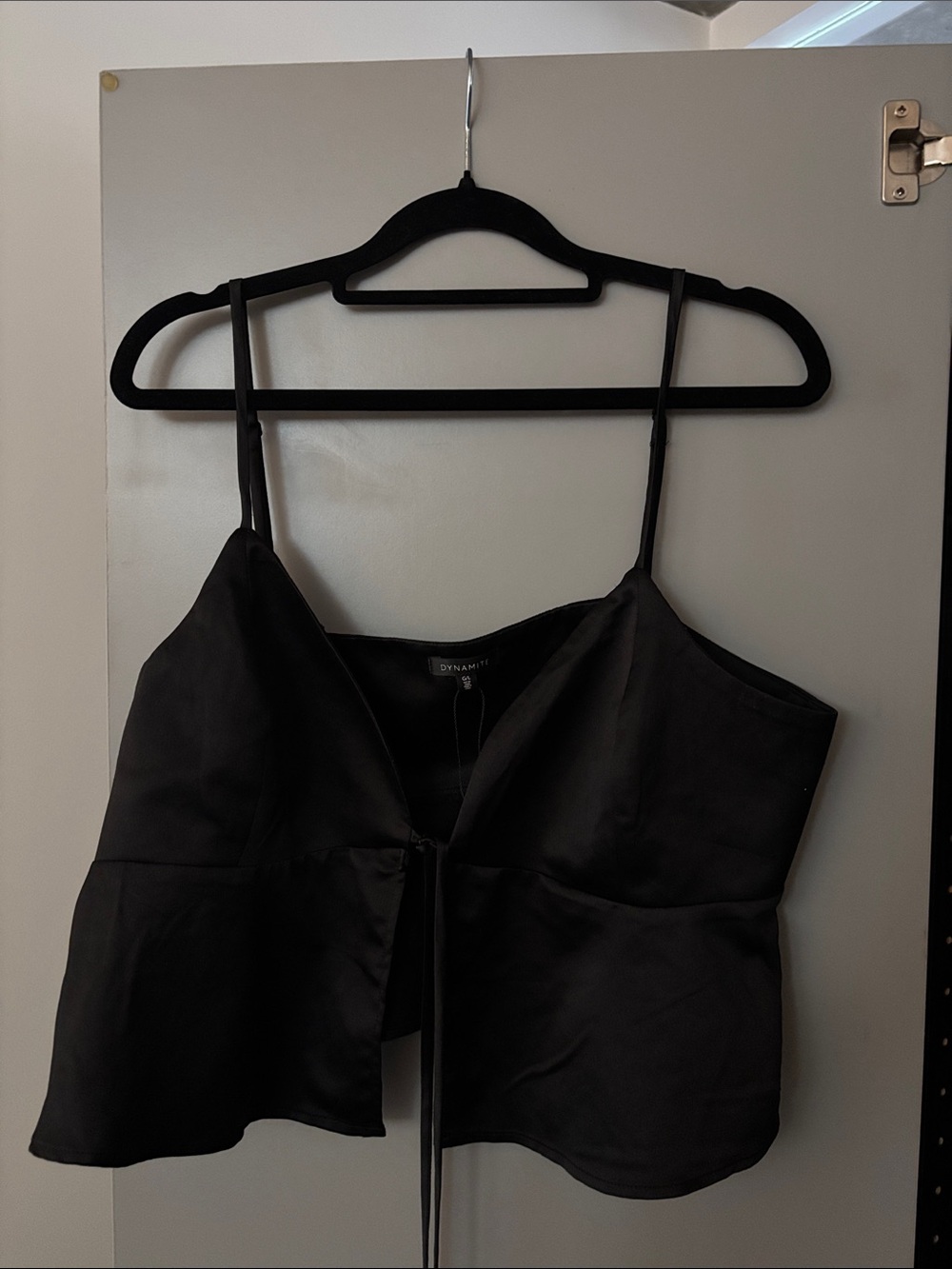 Black Satin Tie-Front Camisole